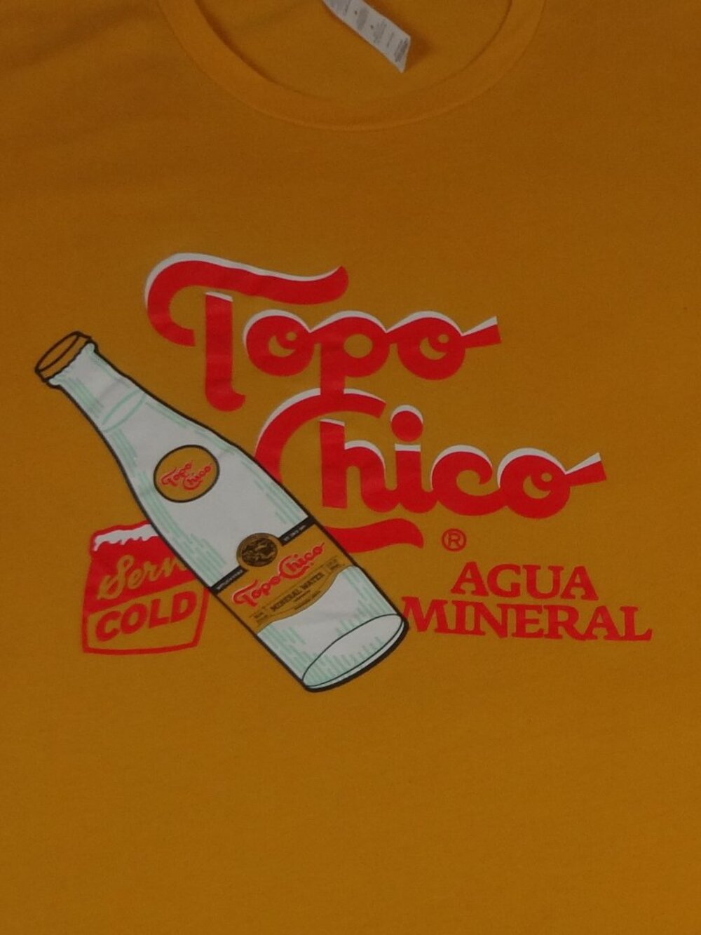 TOPO CHICO AGUA MINERAL BOTTLE TEE YELLOW MEDIUM T-SHIRT L971